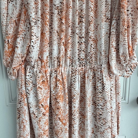 Calvin Klein Orange and Brown Casual Sundress with Dolman Sleeves - Picture 5 of 10